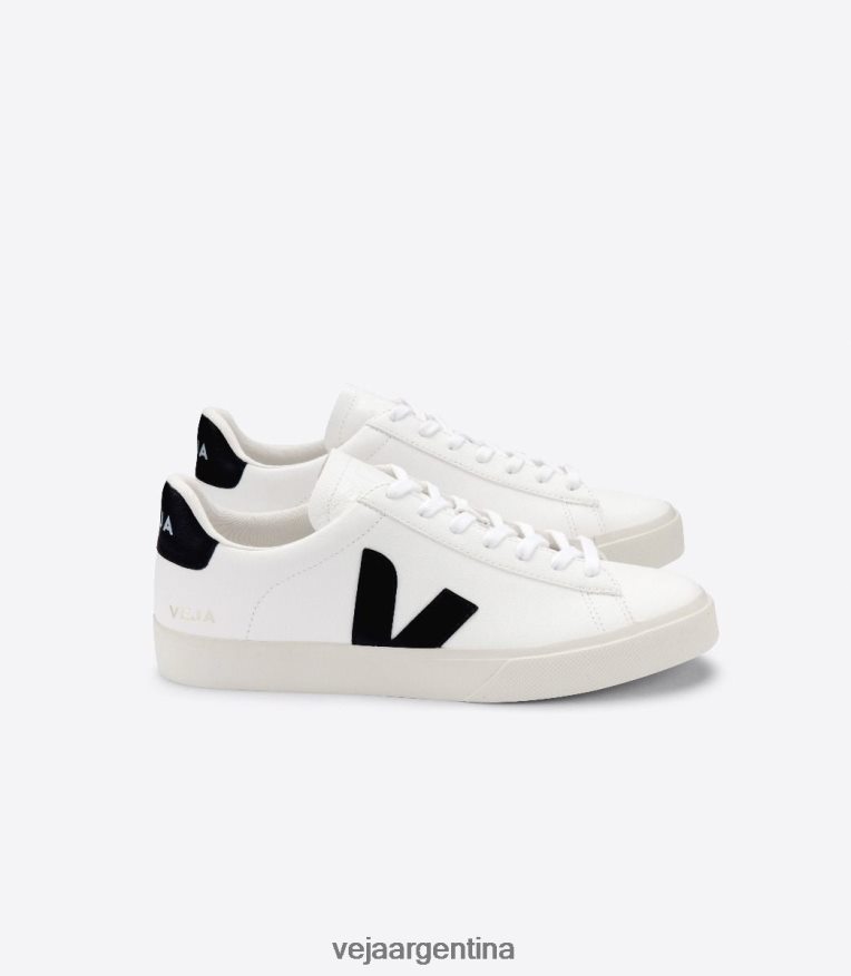 campo cuero sin cromo blanco negro Veja NT64JJ6 hombres zapatos