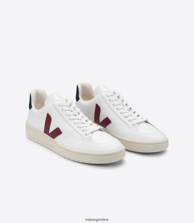 v-12 cuero blanco marsala nautico Veja NT64JJ27 hombres zapatos