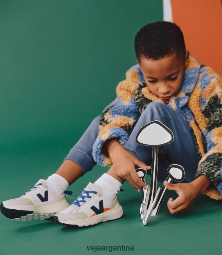 cordones elásticos canario alveomesh blanco nautico Veja NT64JJ381 niños zapatos