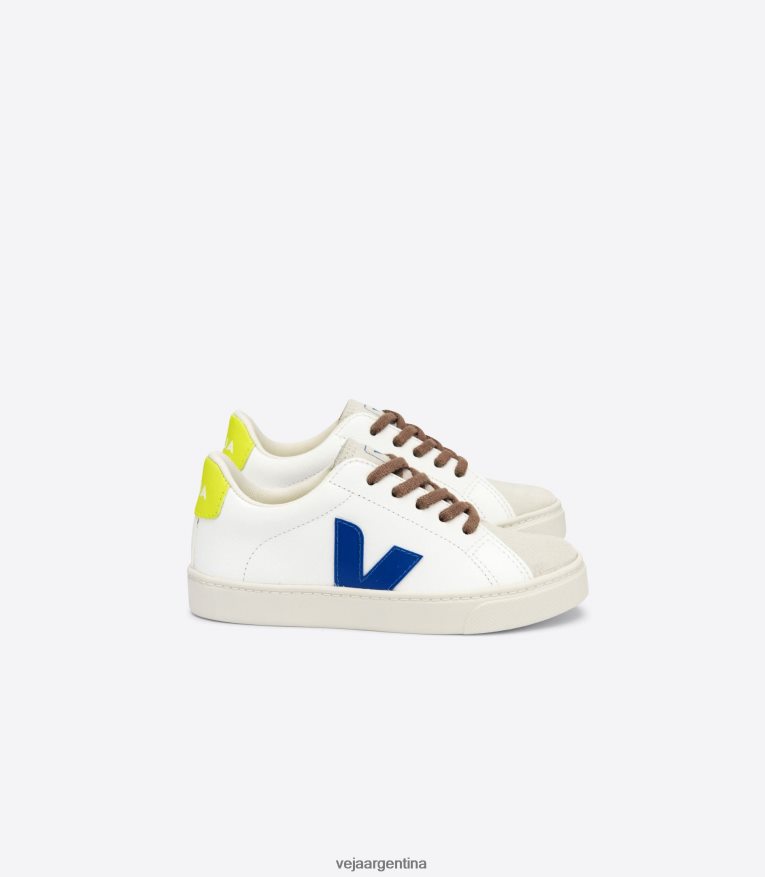 Cordones esplar piel sin cromo blanco indigo jaune fluo Veja NT64JJ341 niños zapatos