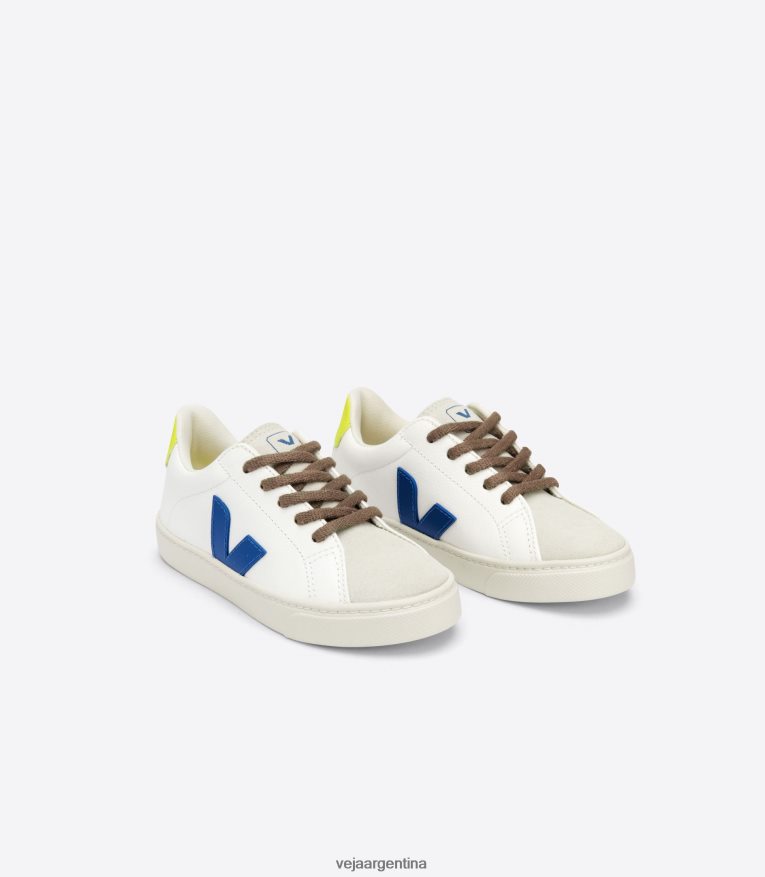 Cordones esplar piel sin cromo blanco indigo jaune fluo Veja NT64JJ341 niños zapatos