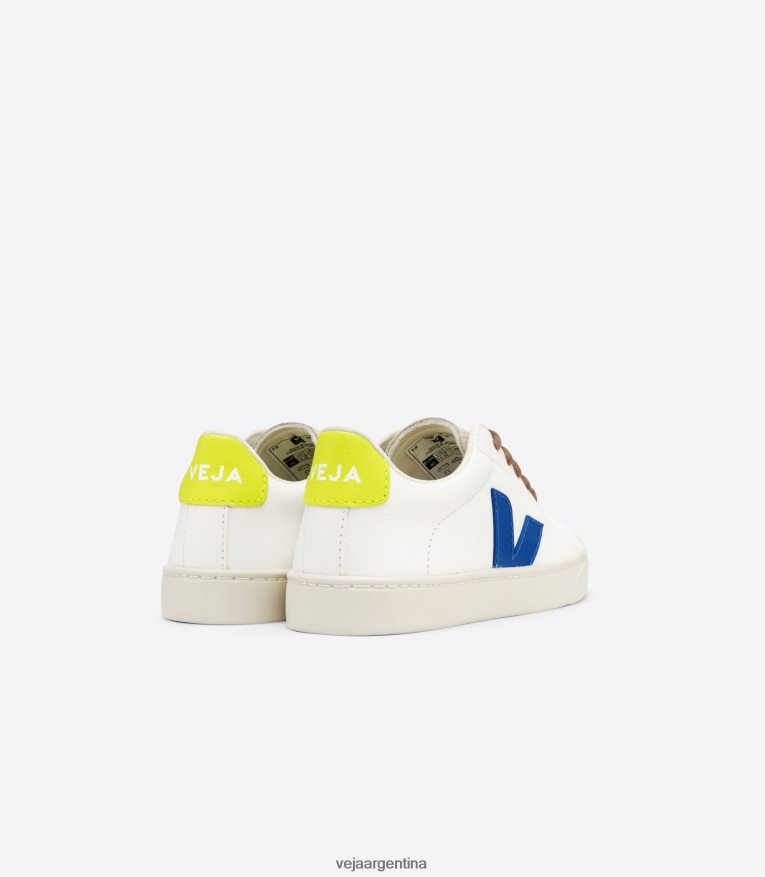 Cordones esplar piel sin cromo blanco indigo jaune fluo Veja NT64JJ341 niños zapatos
