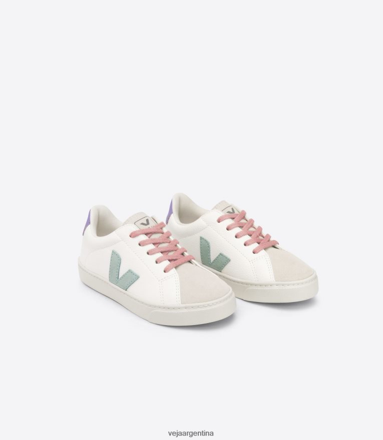 Cordones esplar piel sin cromo blanco matcha lavande Veja NT64JJ330 niños zapatos