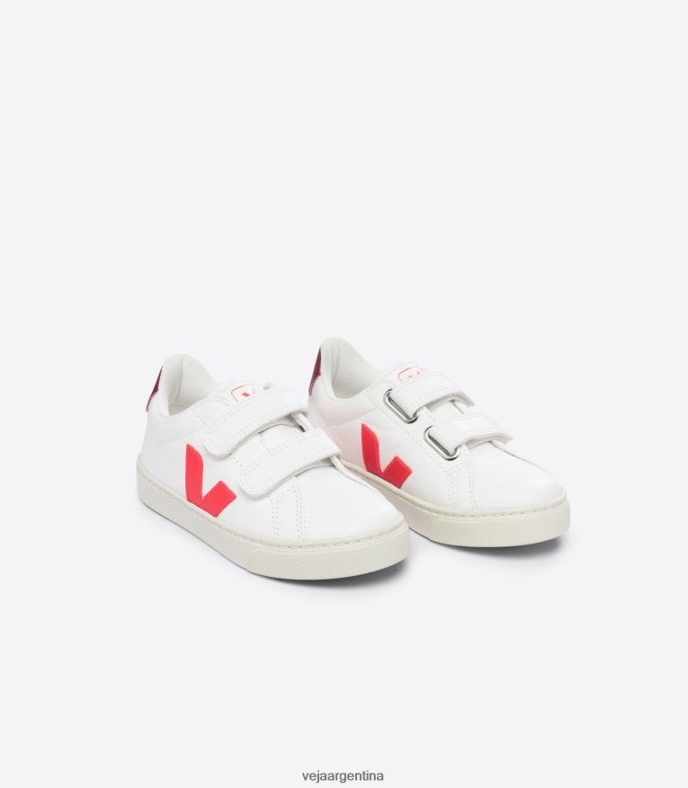 esplar cuero sin cromo blanco rosa fluo marsala Veja NT64JJ322 niños zapatos