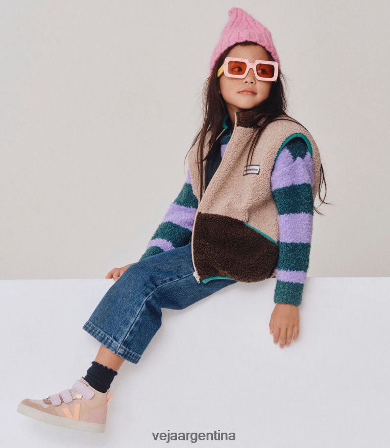 v-10 mid ante multico melocotón almendra Veja NT64JJ350 niños zapatos