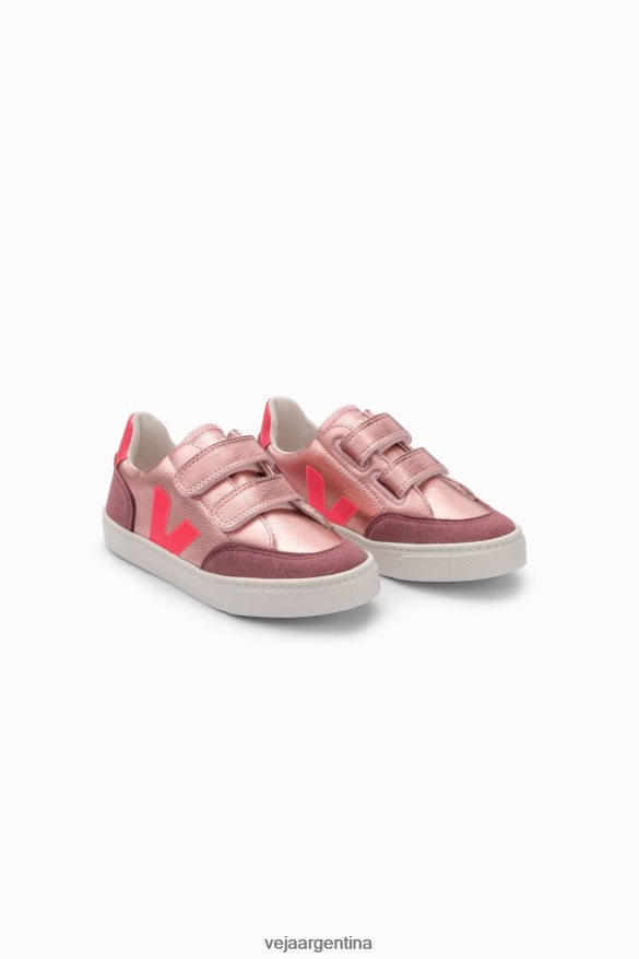 v-12 cuero sin cromo nácar rosa fluo Veja NT64JJ306 niños zapatos