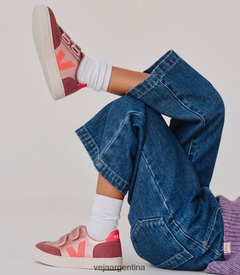 v-12 cuero sin cromo nácar rosa fluo Veja NT64JJ306 niños zapatos